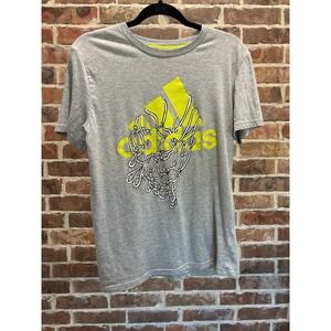 Adidas Basketball Themed‎ Tee, Gray, Boy's XL But Fits Like Adult Small